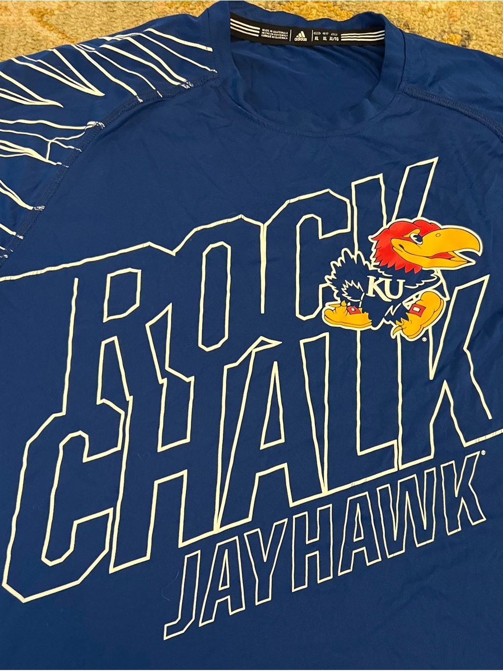 Kansas Jayhawks‎ Adidas Climalite Rock Chalk Long Sleeves Men Size XL Color Blue - Picture 2 of 6